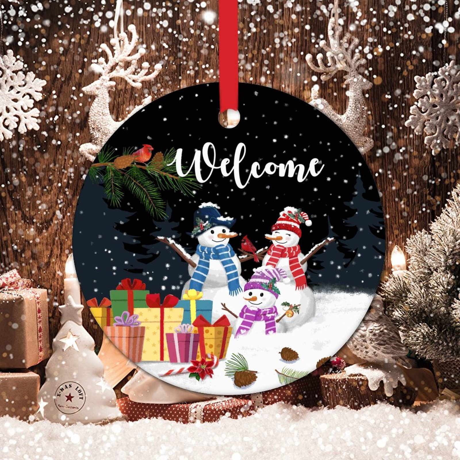 Ornamento Di Natale Personalizzato 2024 Con Pupazzo Di Neve E Nido Di Uccellino – Statuetta In Resina Per L'Albero, Regalo Unico Con Personalizzazione Gratuita - 2