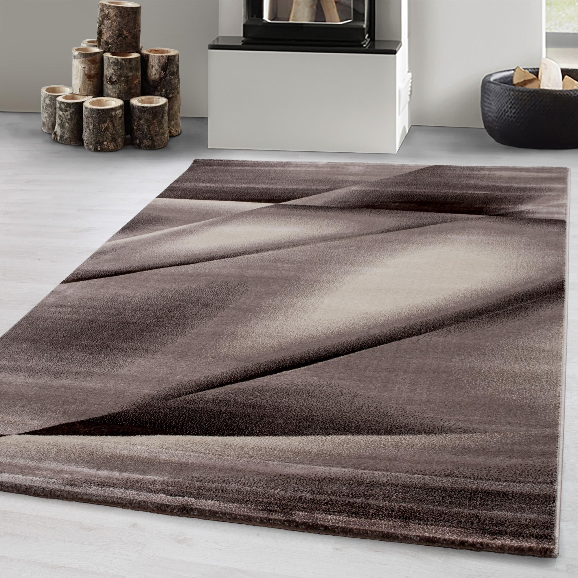 Carpetsale24 Kurzflor Teppich Modern Abstrakt Kariert Design in Schwarz Grau Weiß, Pflegeleichtes Wohnaccessoire für Wohnzimmer, Schlafzimmer, Jugendzimmer, Büro oder Flur