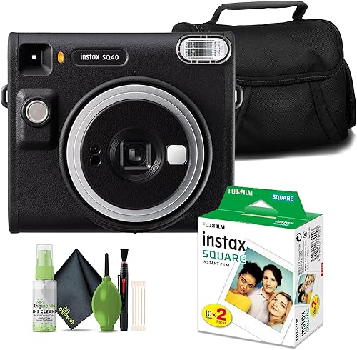 Fujifilm Instax Square SQ40 - Paquete de cámara de película instantánea analógica con película instantánea Instax Square (20 exposiciones) + bolsa