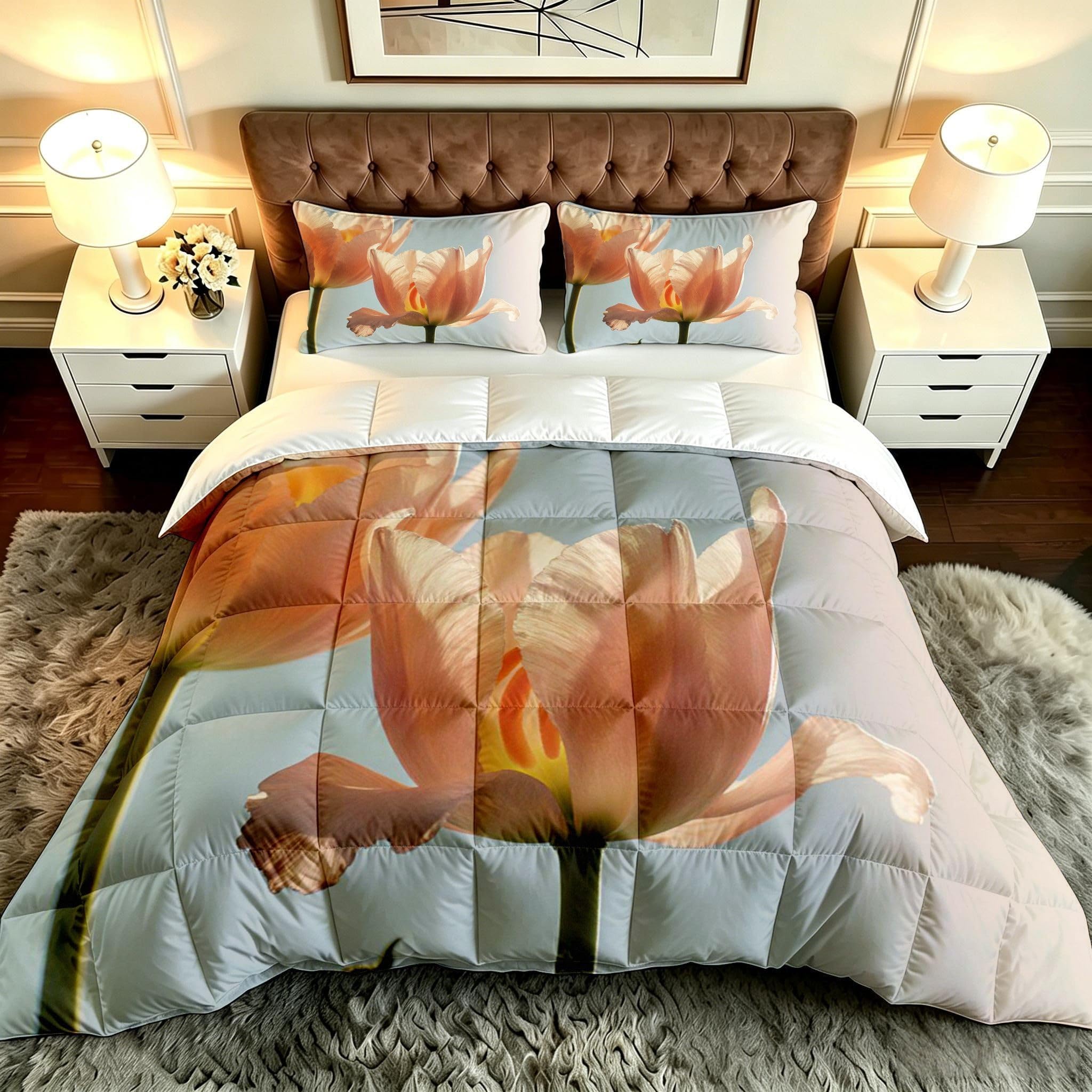 Edredón Tulipán 3D de 240x260 cm ideal para evitar el frío en camas matrimoniales grandes