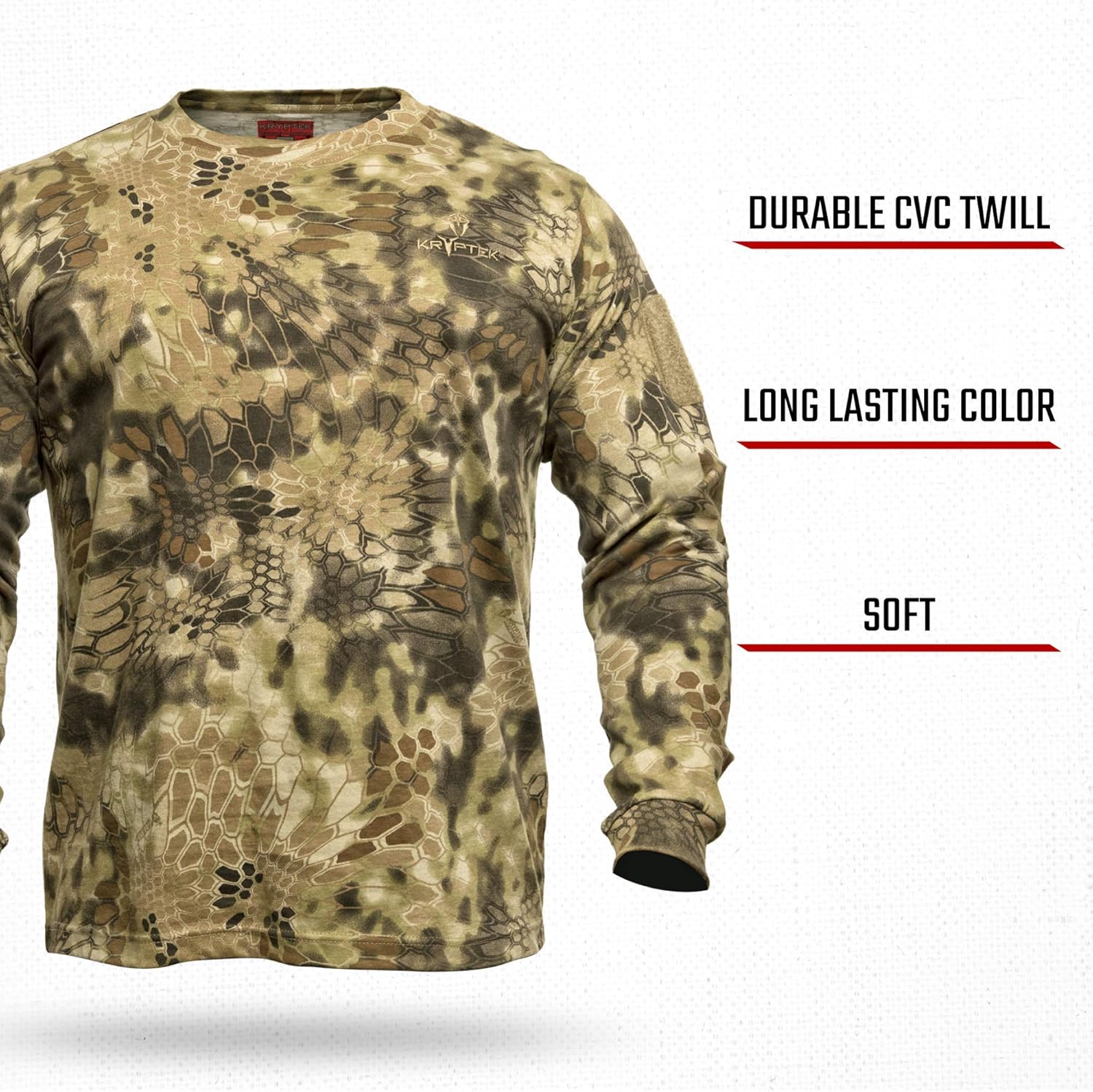 Kryptek Men's Stalker Long Sleeve, 100% Cotton, Stealthy Camo Tee 3X-Large Highlander