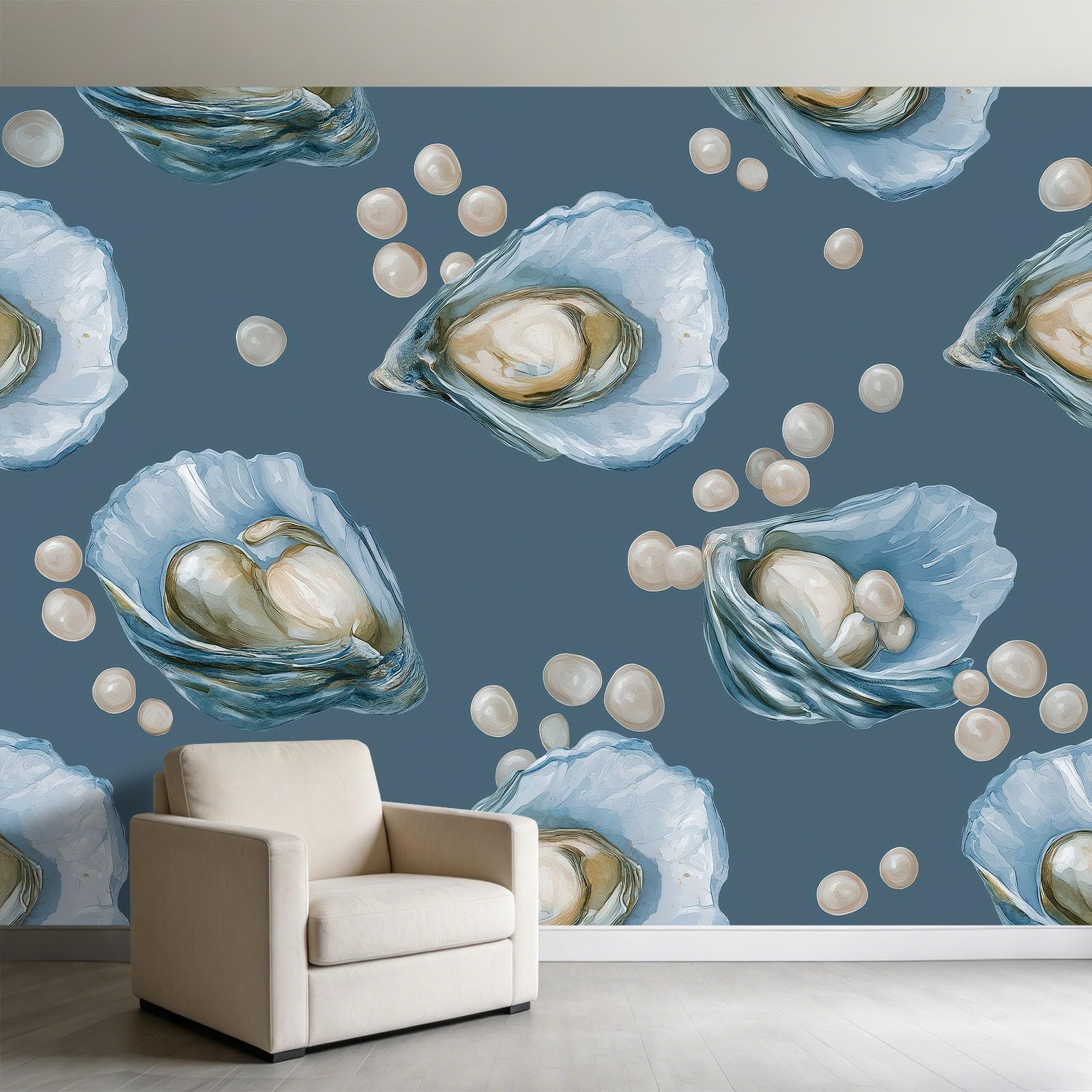 Carta da parati fotografica 500 x 280 cm con motivo perlato di lusso, decorazione per la casa, decorazione per la casa blu, decorazione artistica di alta qualità per soggiorno, camera dei bambini
