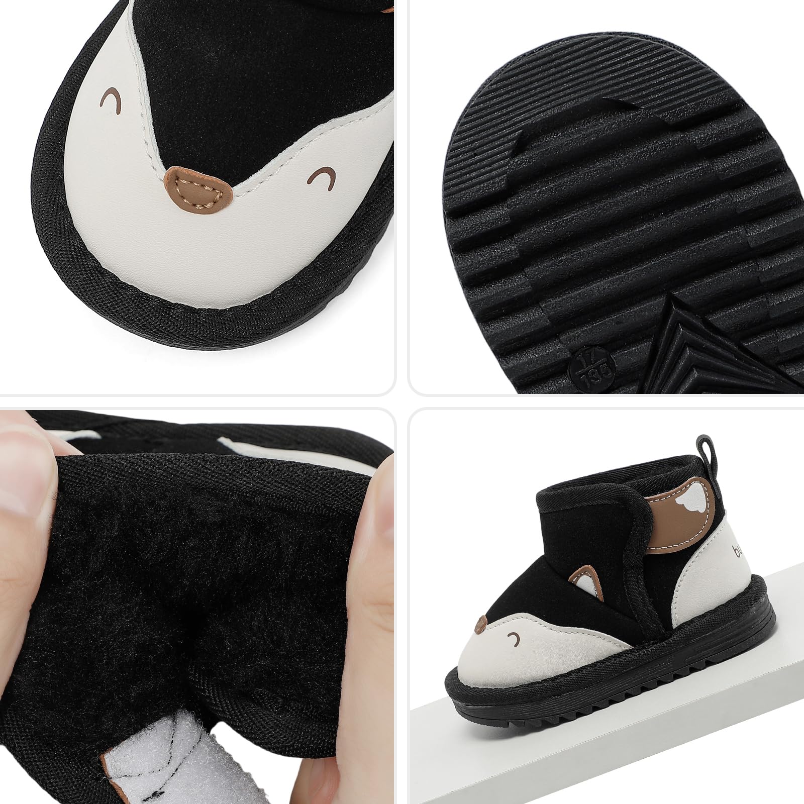 MASOCIO Buty zimowe dla chłopców i dziewczynek, małe dzieci, buty zimowe, pluszowe, gumowe, antypoślizgowe, rozmiar 18-24 EU