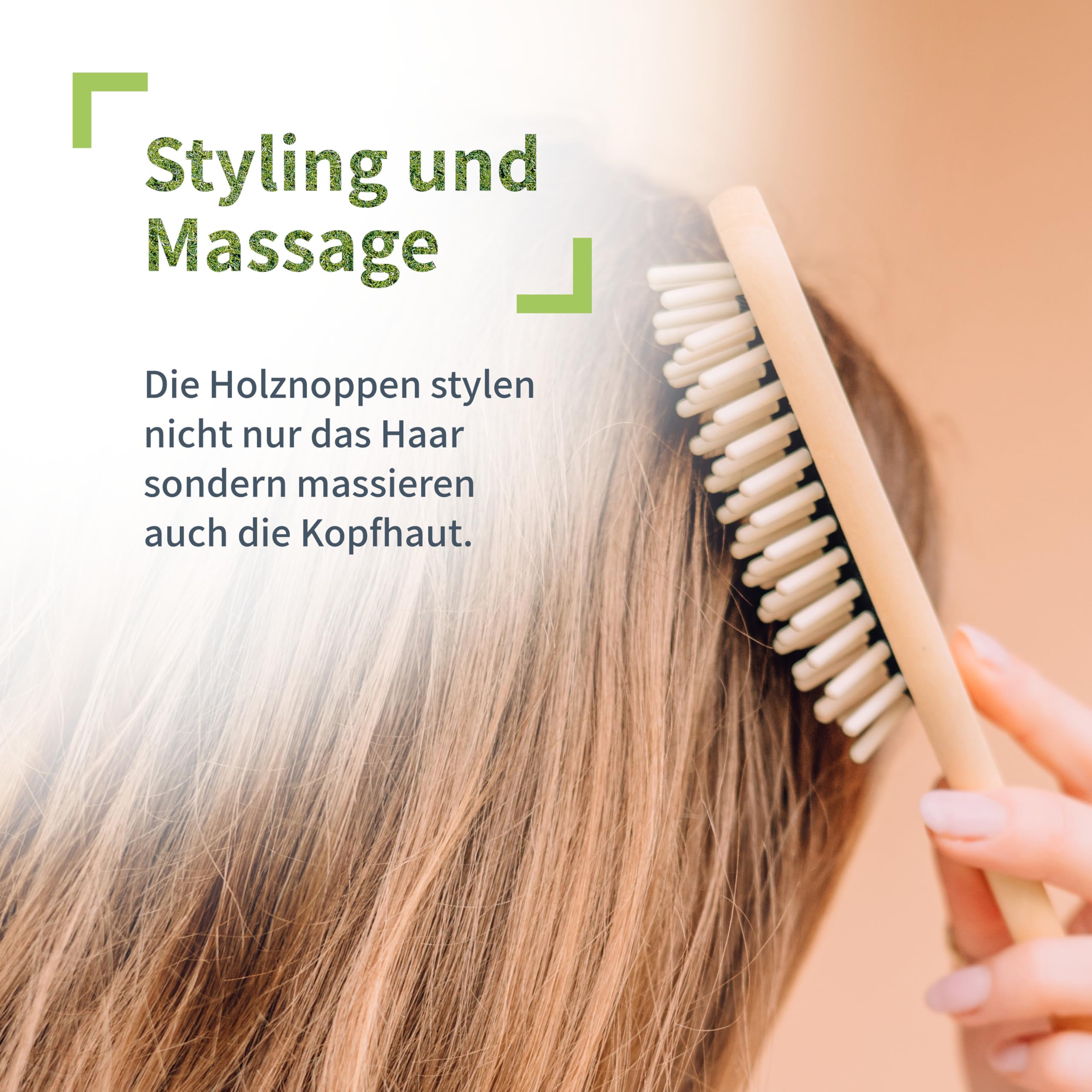 4004 NIY Niyok Hair Brush Oblong Wooden Knobs, beech wood, Haarbürste länglich - Image 4