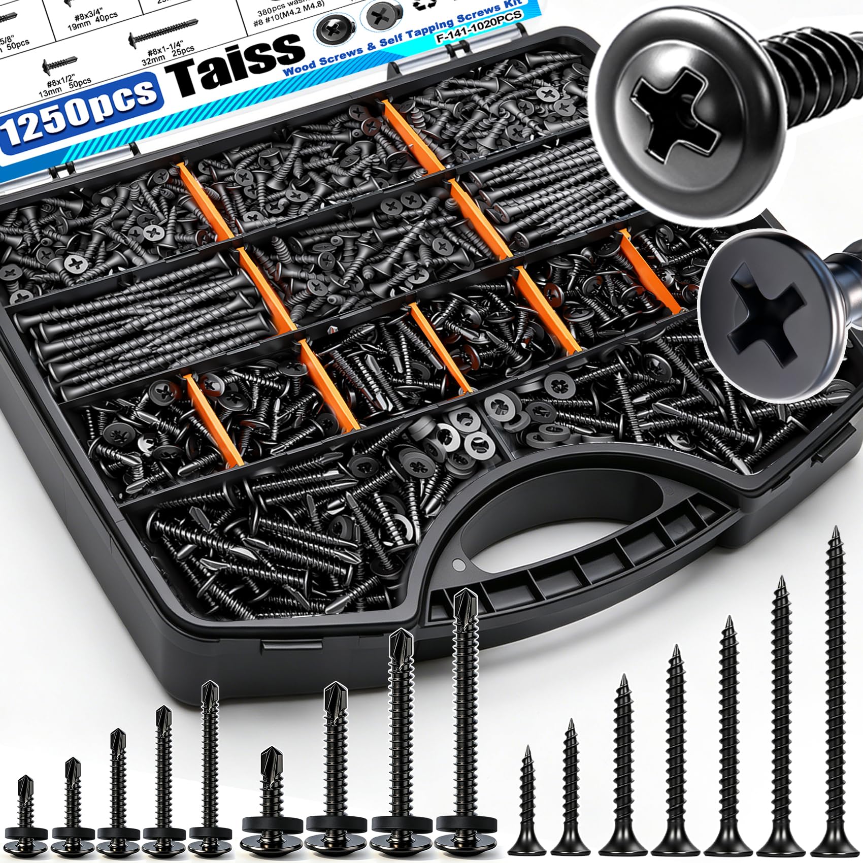 Taiss 1220PCS Stainless Steel Self Tapping Screws -14
