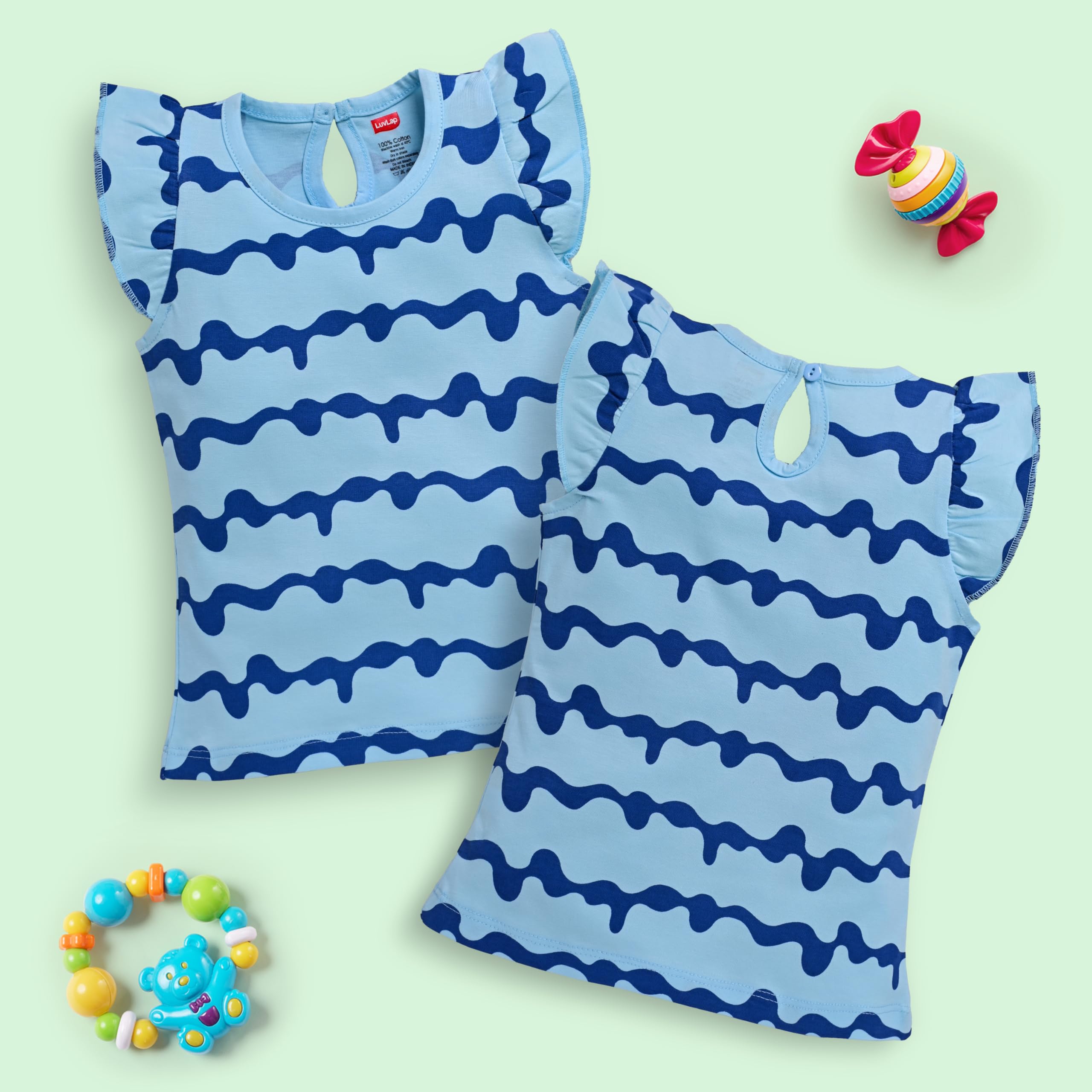 LuvLap Baby Girls Pack of 5 Half Sleeve Top 100% Cotton, M (3 to 6 Months) 3