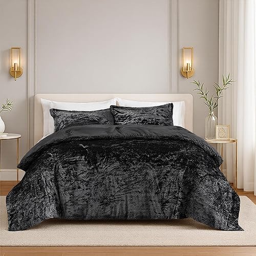 Comfort Spaces Juliette Luxe - Juego de edredón de terciopelo suave, microfibra inversa ligera para todas las estaciones, fundas a juego, tamaño