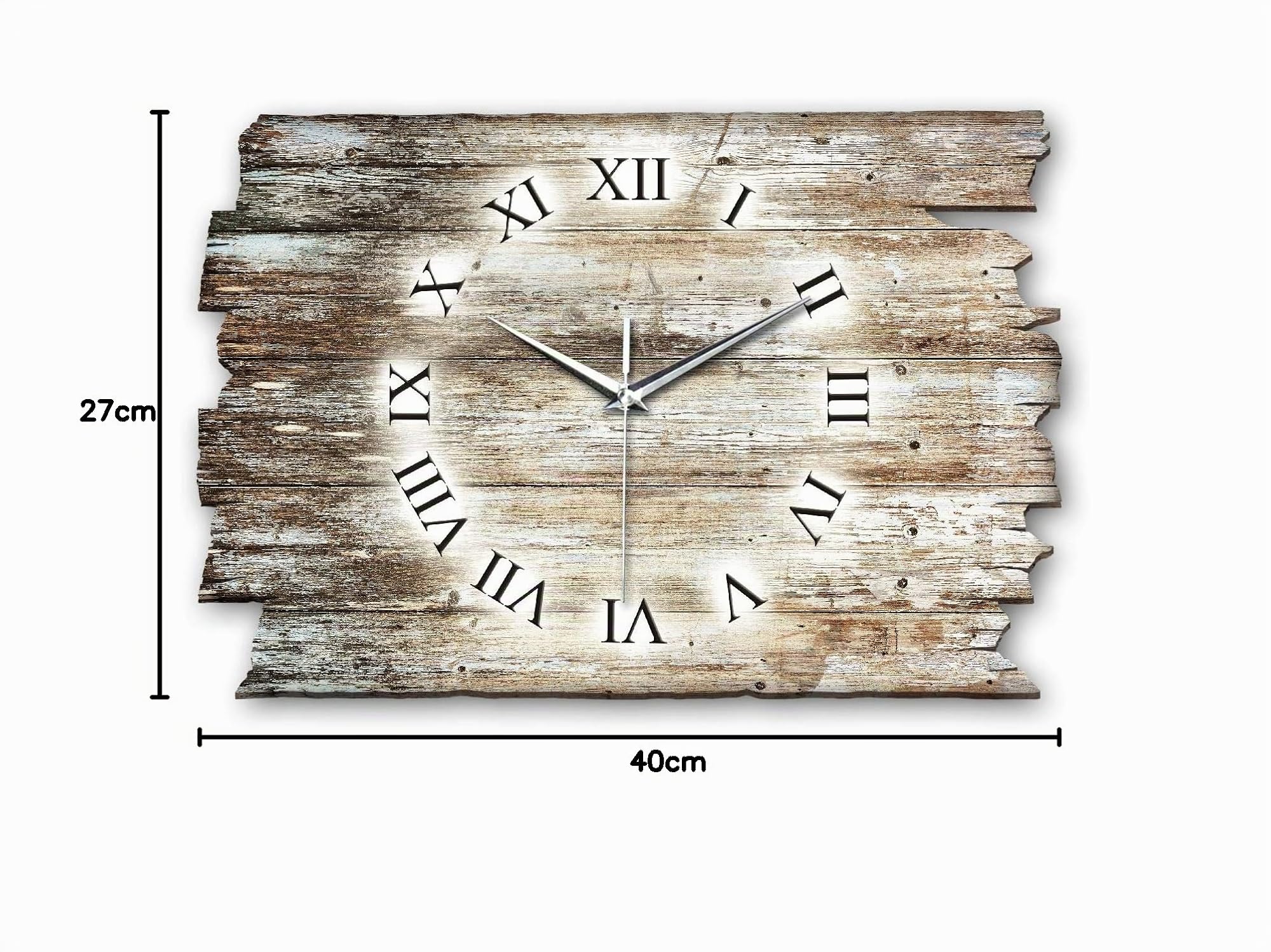 Kreative Feder Designer Wanduhr Holz-Design aus Holz Größe 40x27cm - Wanduhr im Landhaus-Stil Shabby-Style Made in Germany leise ohne Ticken (Holz-Design, leises Funkuhrwerk)