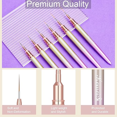 Miniatura 4 de 6 pinceles para arte de uñas, pincel de rayas para pintura de esmalte de gel, pincel de detalle fino, diseño de arte de dibujo fino, tamaño de