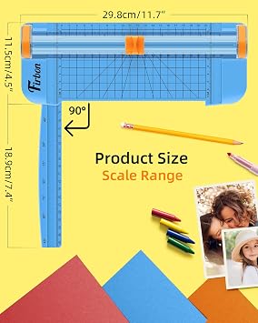 Firbon Blue A5 Paper Cutter Bundle with 5Pcs Black Refill Blade for Scrapbooking Craft, Paper, Coupon, Label, Cardstock
