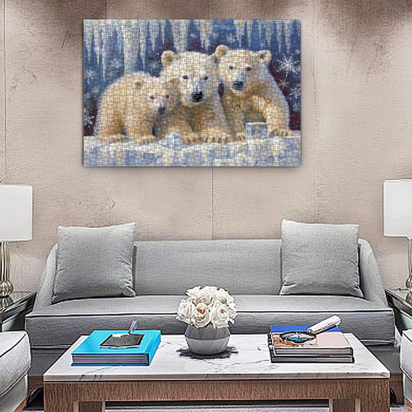 Puzzle dla dorosłych, 6000 sztuk, trudne drewniane puzzle, gra, gra logiczna, gra ręczna, dekoracja rodzinna, kreatywna rozrywka, prezent 105 x 179 cm biały niedźwiedź zwierzę K0F149