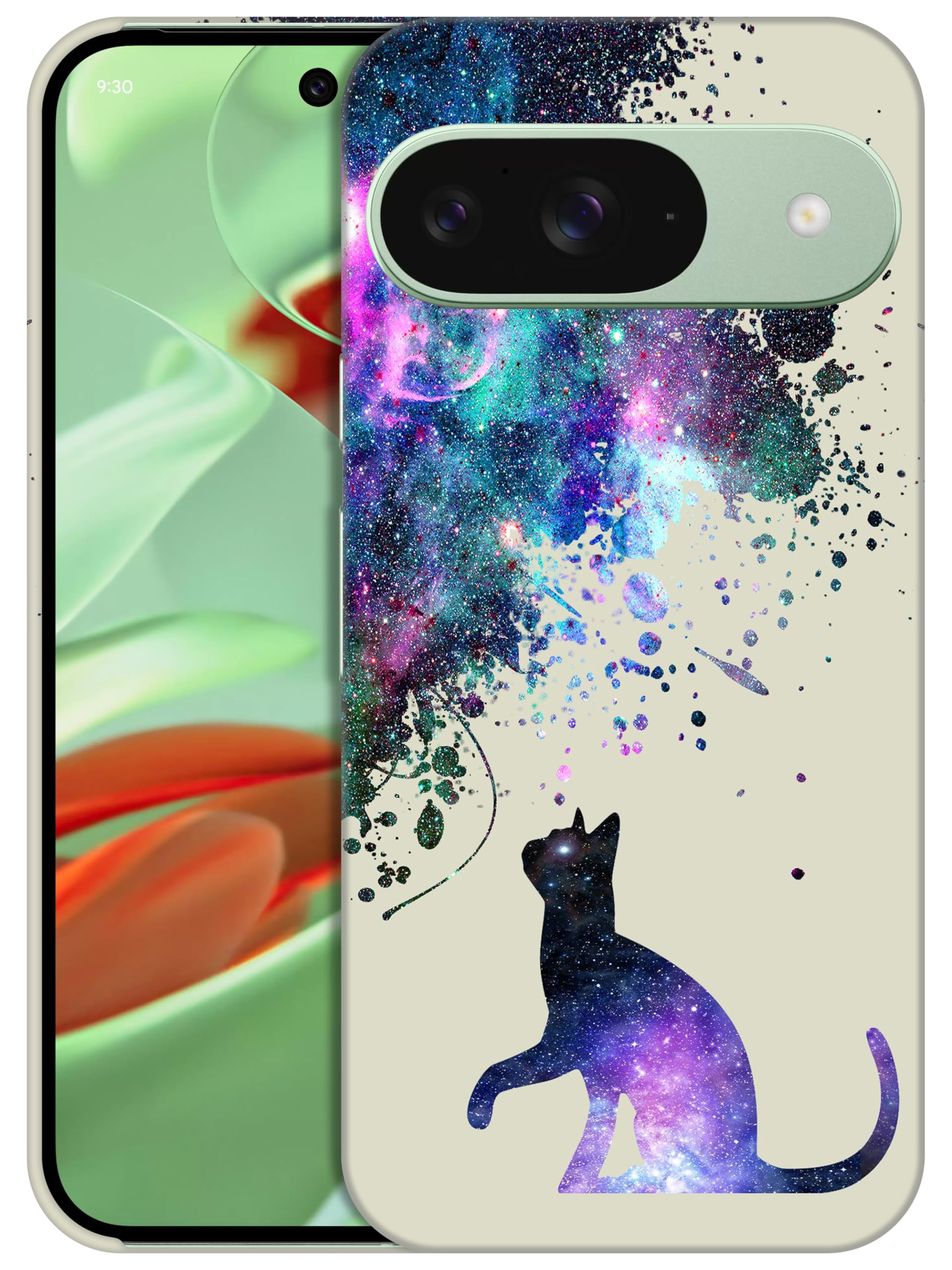GlamCase for Google Pixel 9/9 Pro, Pixel 9/9 Pro HaCase - Cute Galaxy Cat Pattern Printed Slim Fit Hard Plastic Back Cover for Pixel 9 & 9 Pro