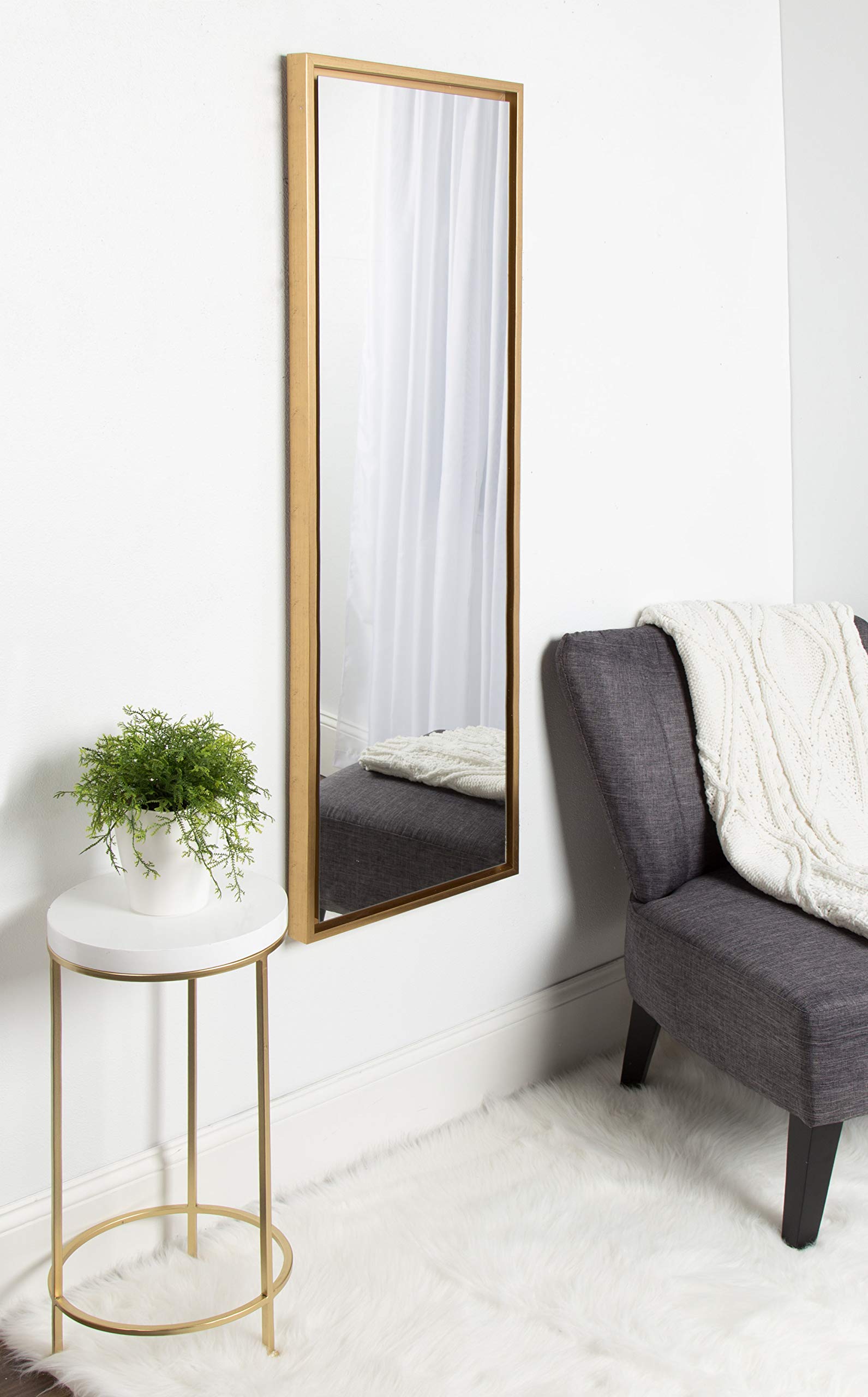 Kate and Laurel Evans Framed Wall Panel Mirror, 16x48, Gold