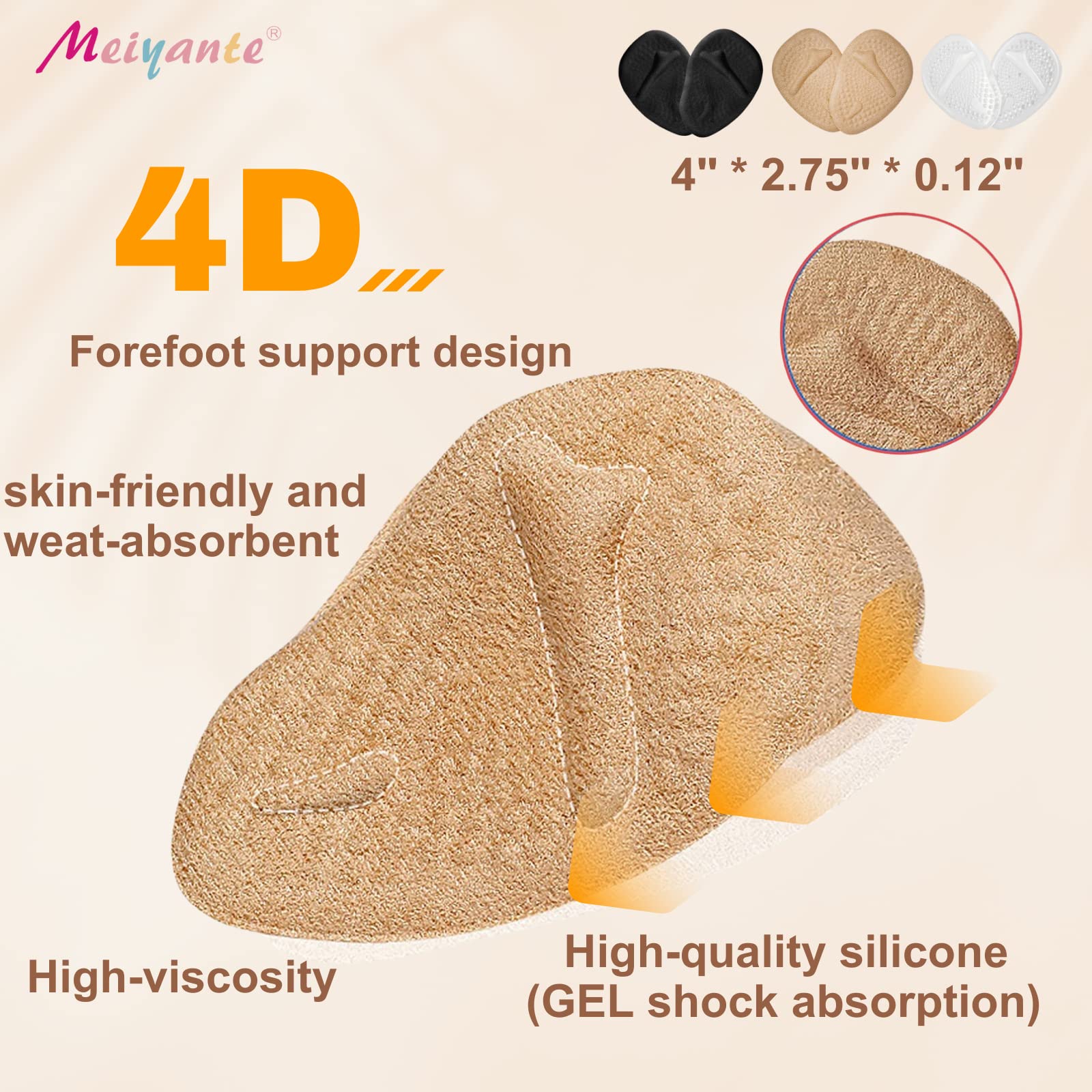 Almohadillas metatarsianas para mujer | Almohadillas metatarsianas | Cojines de bola de pie (2 pares de almohadillas para pies), alivio del dolor y comodidad durante todo el día, talla única para