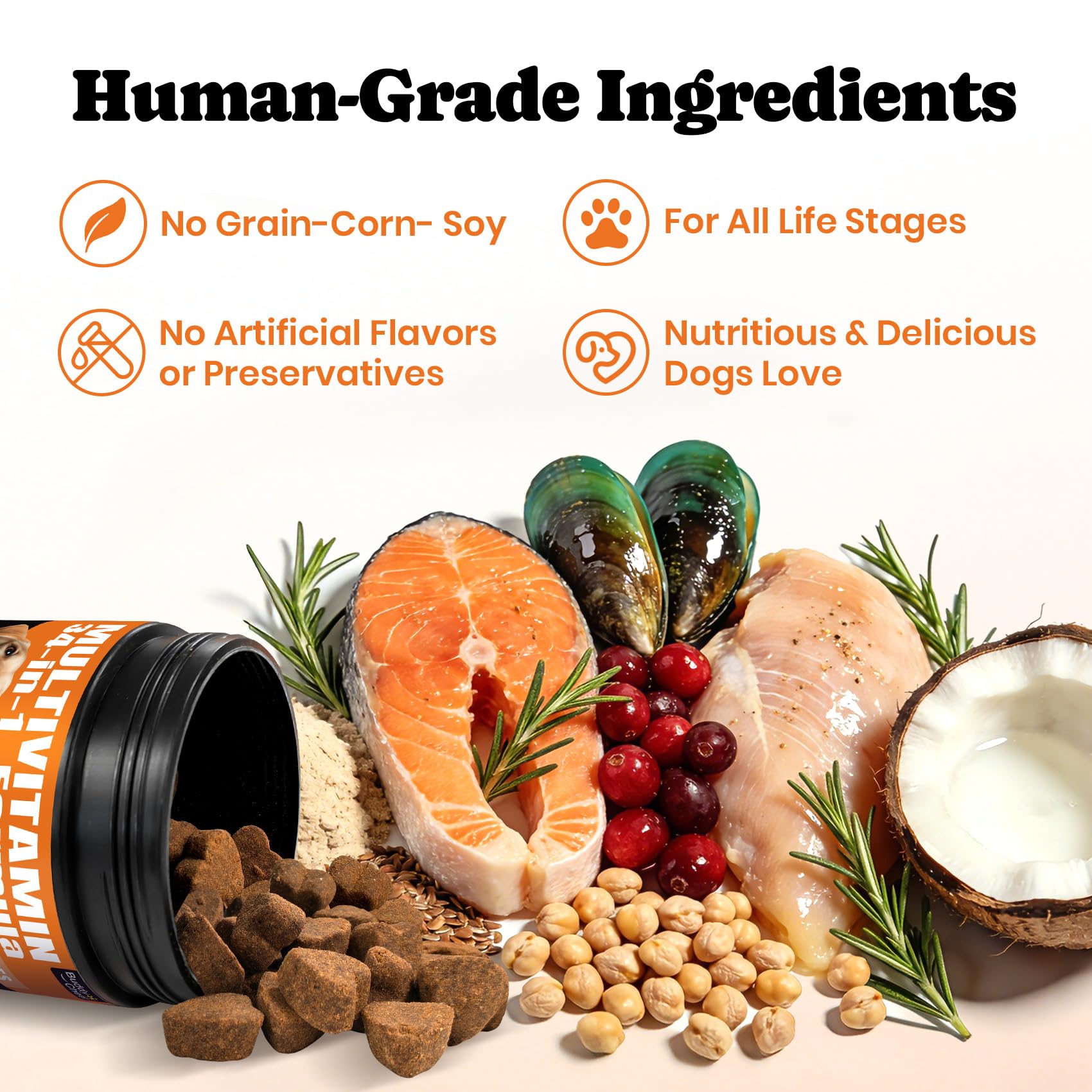 Dog Vitamins & Supplements 34-in-1 Pet Multivitamin Softchews, Daily Dog Supplements for Hip & Joints, Skin & Coat, Immune Health with Glucosamine, Probiotics, Collagen & Fish Oil (90-Day Supply) - image 5