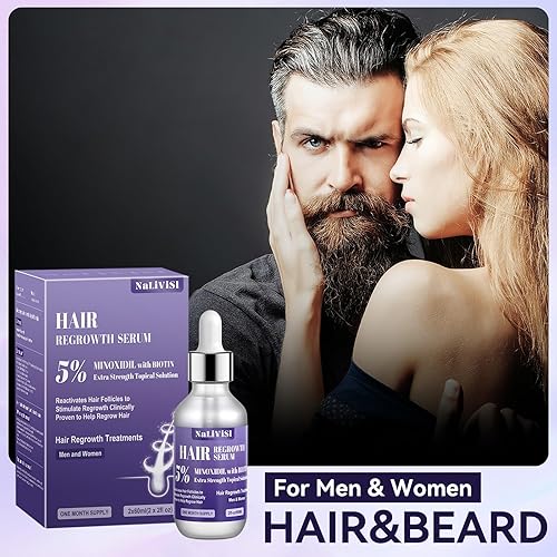 Miniatura 8 de Paquete de 2 aceites de minoxidil al 5% para hombres y mujeres, suero de crecimiento del cabello con masajeador del cuero cabelludo, espuma en