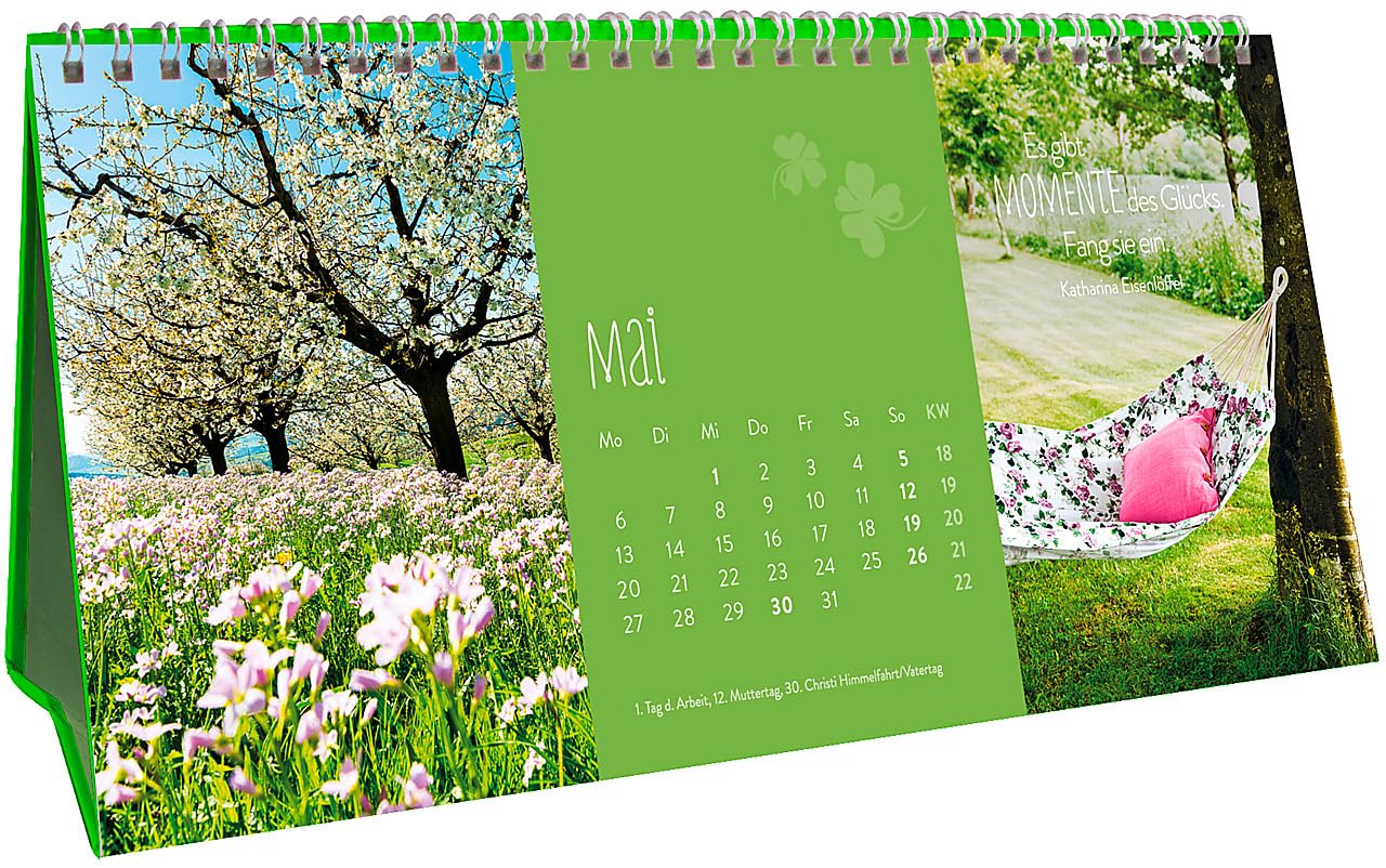 Glücksmomente für jeden Tag 2019: 3-teiliger Tischkalender mit Monatskalendarium