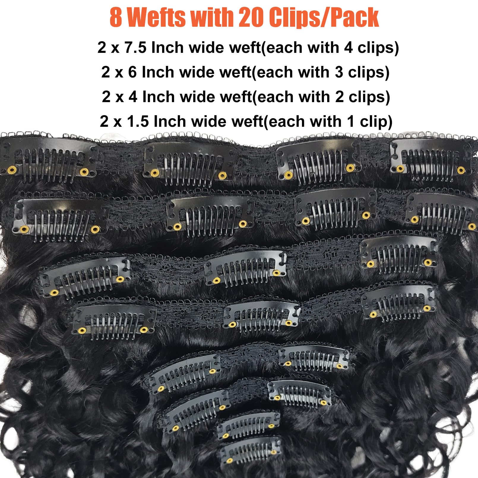 Doren Deep Curly Clip In Echthaarverlängerungen für Frauen 8Pcs 20Clips 120g brasilianische Virgin Remy Wasser gewelltes Haar natürliche Farbe