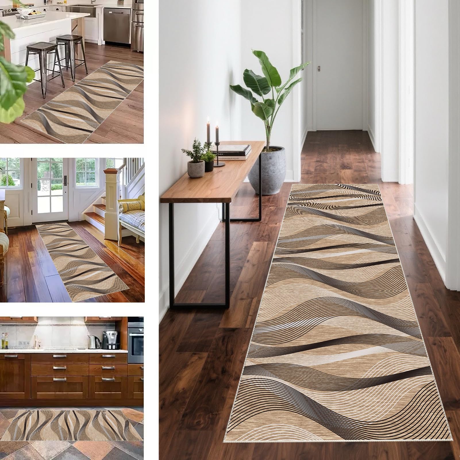 Carpet Runner for hallways Non Slip Kitchen Runners Washable Hallway Runner Long Hall Runner 65 x 400 cm Kitchen Mats Rug Runners for Hallways Bedside Rugs Area Rug for Bedrooms Entrance Laundry