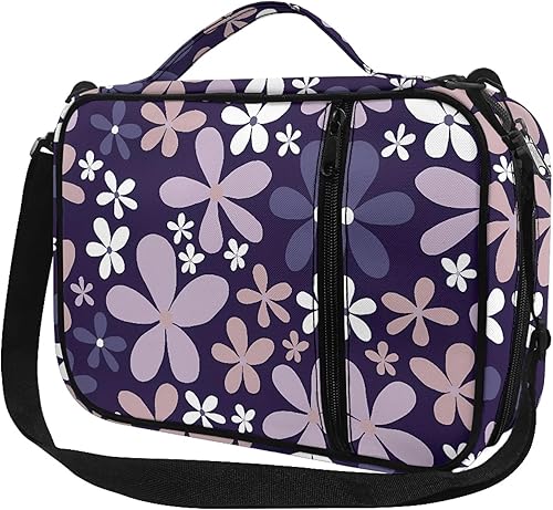 Funda bíblica de flores para niñas, fundas de Biblia moradas para niños con correa para el hombro, asa de cremallera, tamaño estándar de 11 x 8.6 x