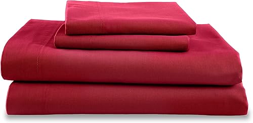 Martex Juego de sábanas de algodón de 225 hilos tamaño Queen de 4 piezas, 1 sábana bajera, 1 sábana encimera, 2 fundas de almohada, suaves,