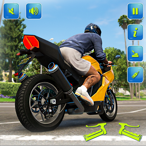 Juego de carreras de motos, gánsteres, crimen urbano en mundo abierto, motociclista extremo, acrobacias urbanas sin conexión.