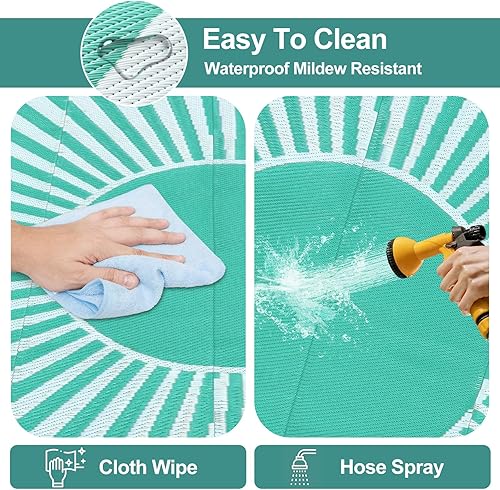 Miniatura 3 de Wonnitar Alfombra de exterior de 5 x 8 pulgadas, impermeable, reversible, de plástico, con pajilla, portátil, grande, para exteriores, campamento,