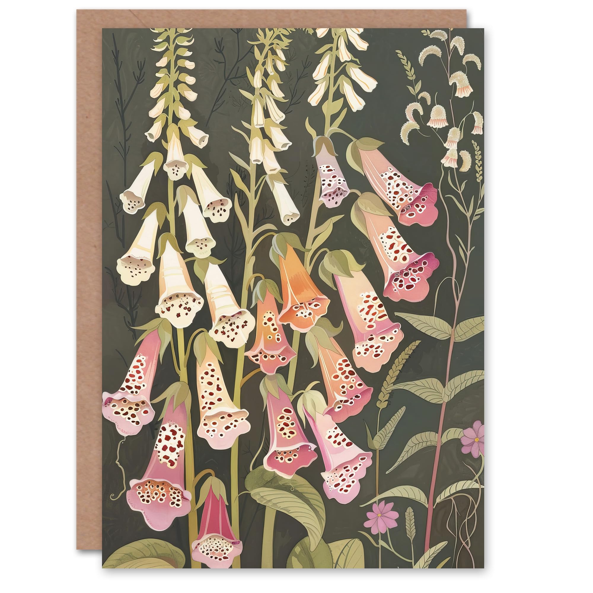 Artery8 Greeting Card Foxglove Flowers Floral Spring Botanical Blooms For Her Woman Birthday Card
