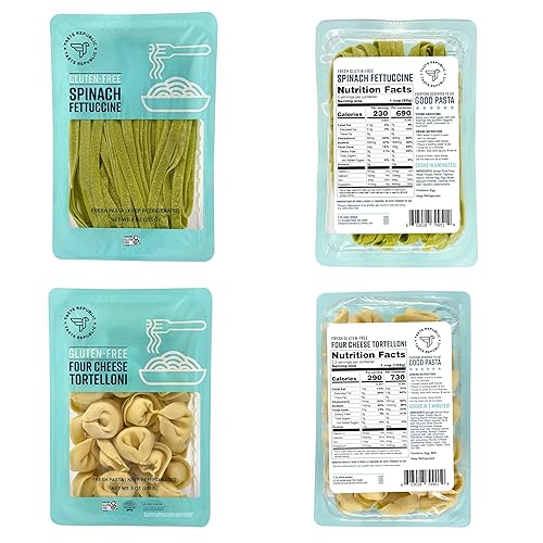Miniatura 4 de Paquete variado de pasta sin gluten de Taste Republic, cocina en 4 minutos o menos, fideos sin gluten, fettuccine de espinacas, tortellini de 4
