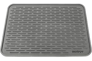 XXL 24x18 Inches Gray Silicone Dish Drying Mat & Trivet - Dishwasher...