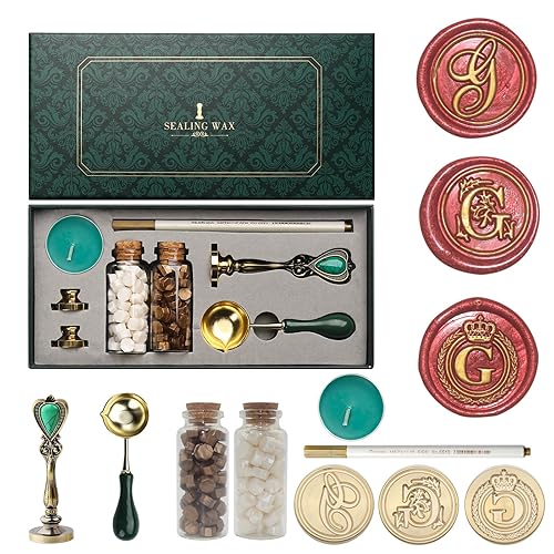 Andotopee - Kit de sellos de cera con letras, kit de sello de cera con inicial, cabeza de sello de cera de sellado del alfabeto G, 3 piezas, kit de