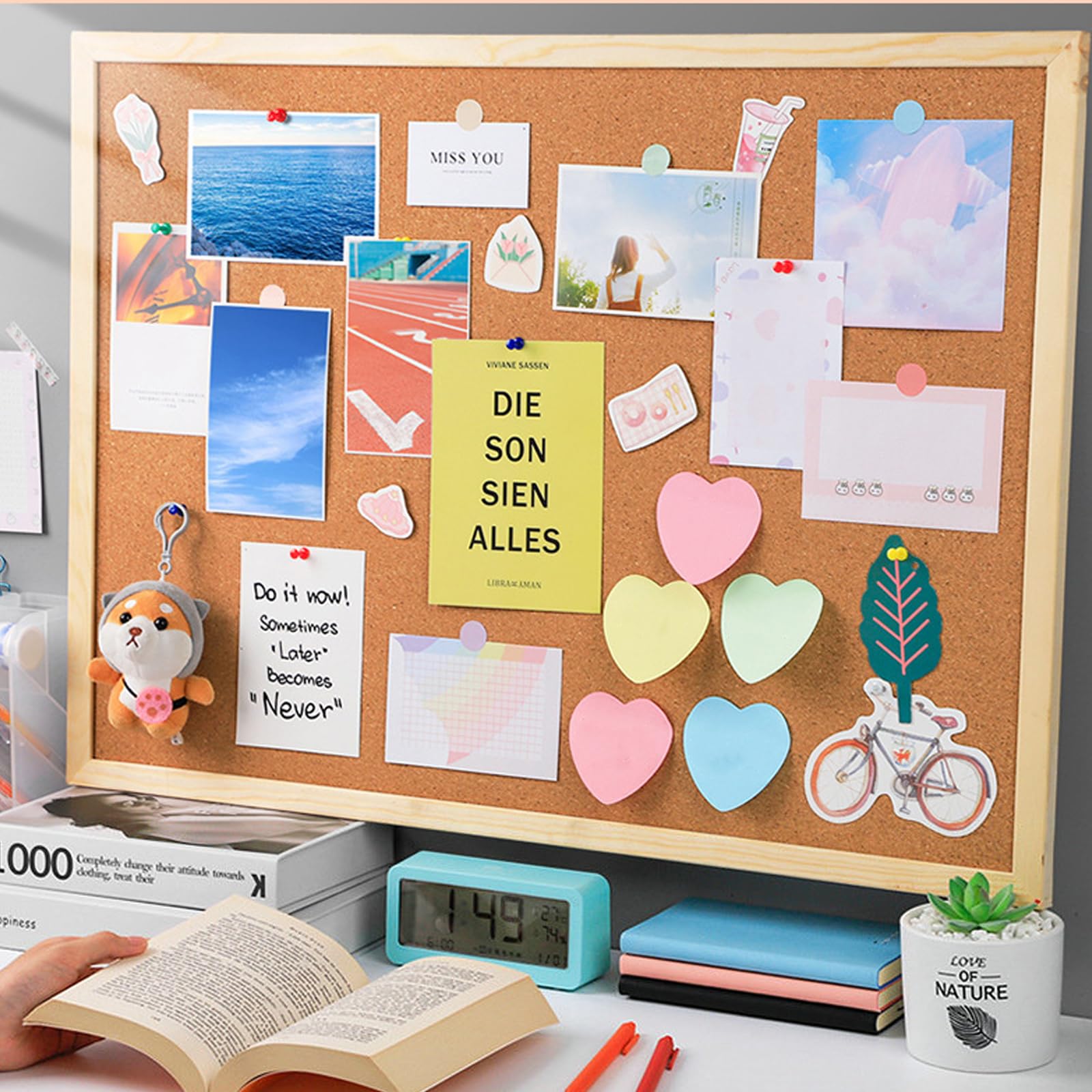 Korkwand Pinnwand Klein: PRITOK 2 Stück 30 * 40 cm Pinnwand Kork, Pinwand mit Holzrahmen, Memoboard Korkwand Auf beiden Seiten Erhältlich für Küche und Büro, Schule, Haus und Kinderzimmer