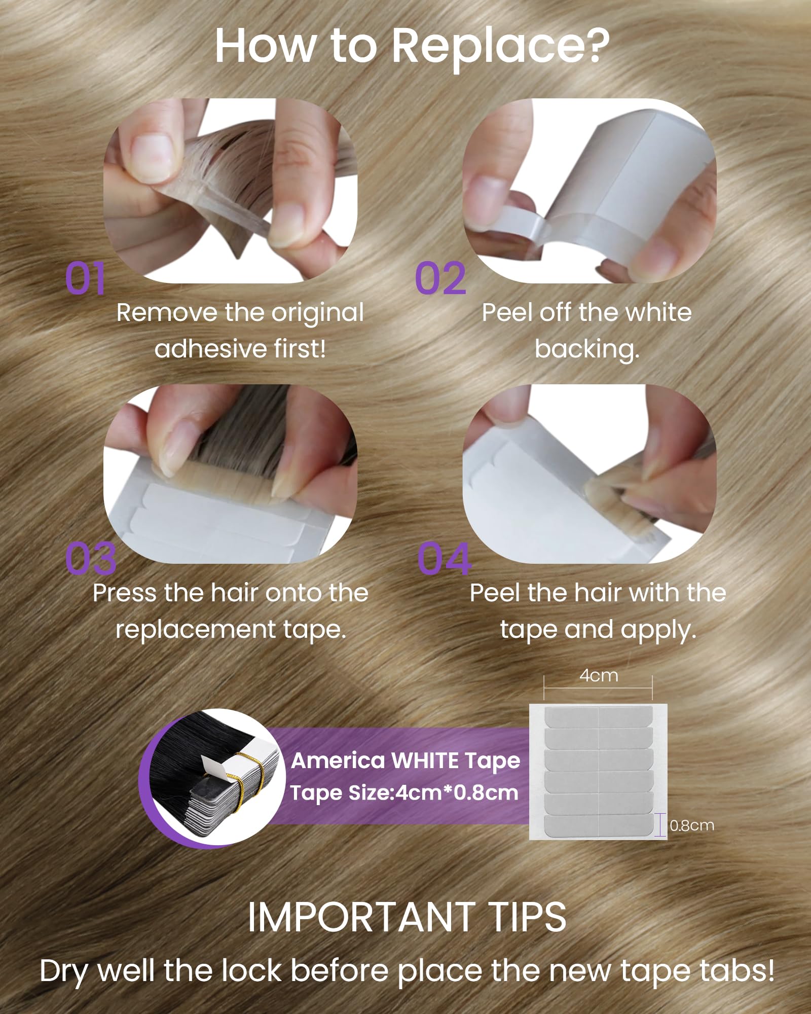 LaaVoo Tape in Hair Extensions Human Hair Blonde Tape Hair Extensions Real Human Hair Invisible Tapes Remy Straight Balayage Brown to Blonde Hair Double Sided Tabs 20pcs 50g 18 Inch #8/18/60 — view 6