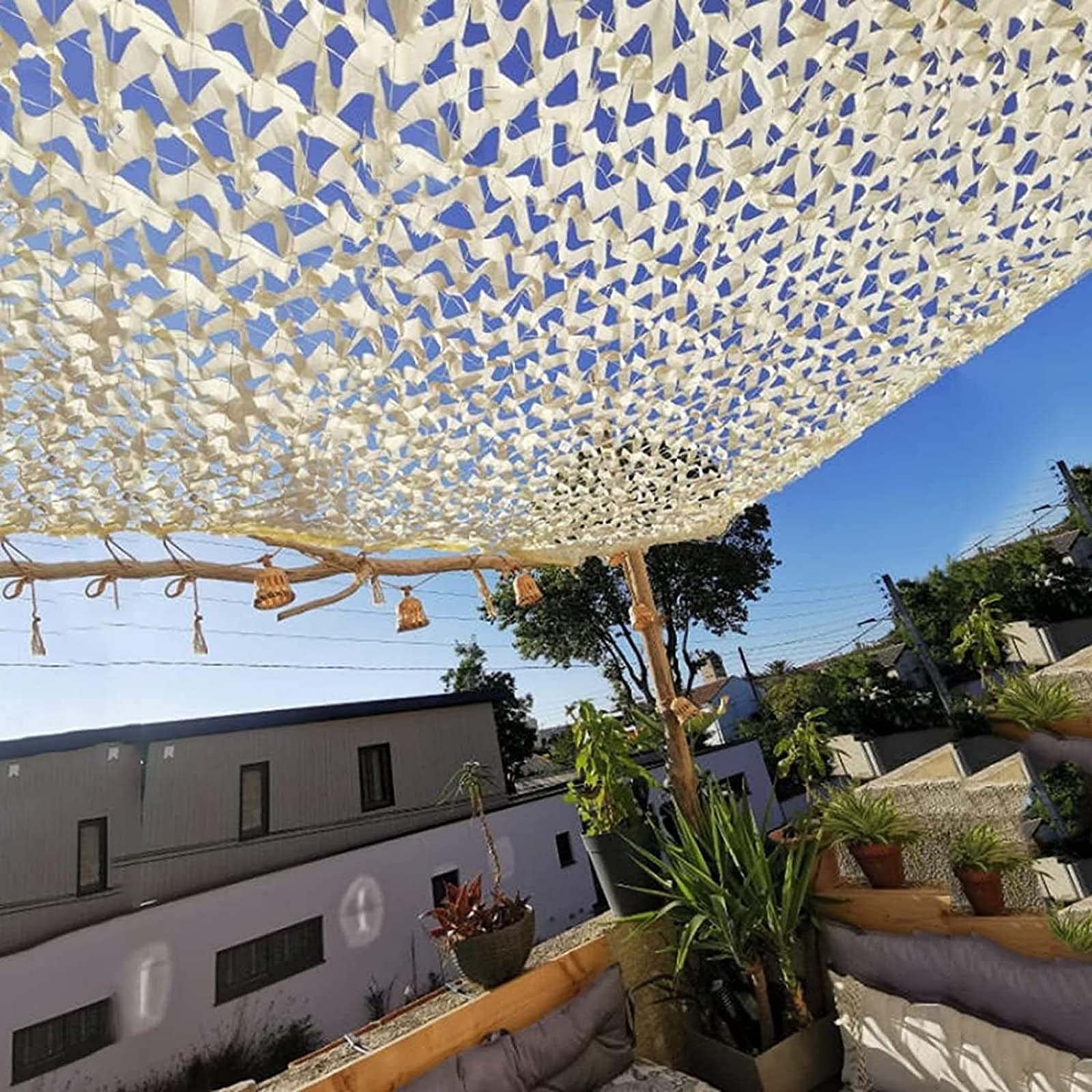 Tarnnetz Beige,Bundeswehr Verstärktes Camouflage Netz,Für Jagd Camping Dekorativ,Sonnenschutz Tarnung Netz,Garten Pergola Terrasse Sichtschutz Sonnensegel 2m 3m 4m 5m 6m 8m,Beige-3x3m(9.8*9.8ft)
