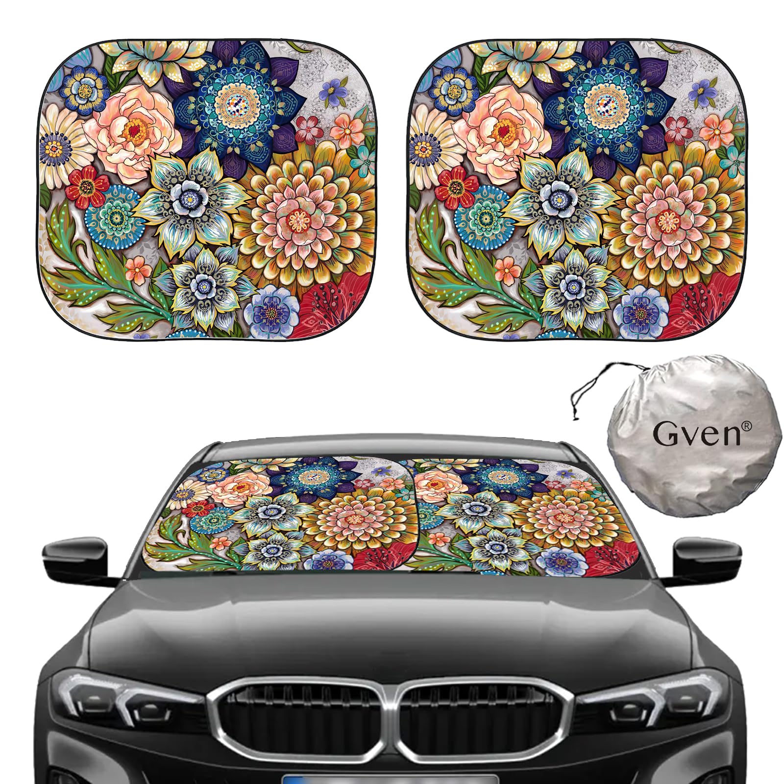 Gven Windshield Sun Shade 2-Piece Foldable
