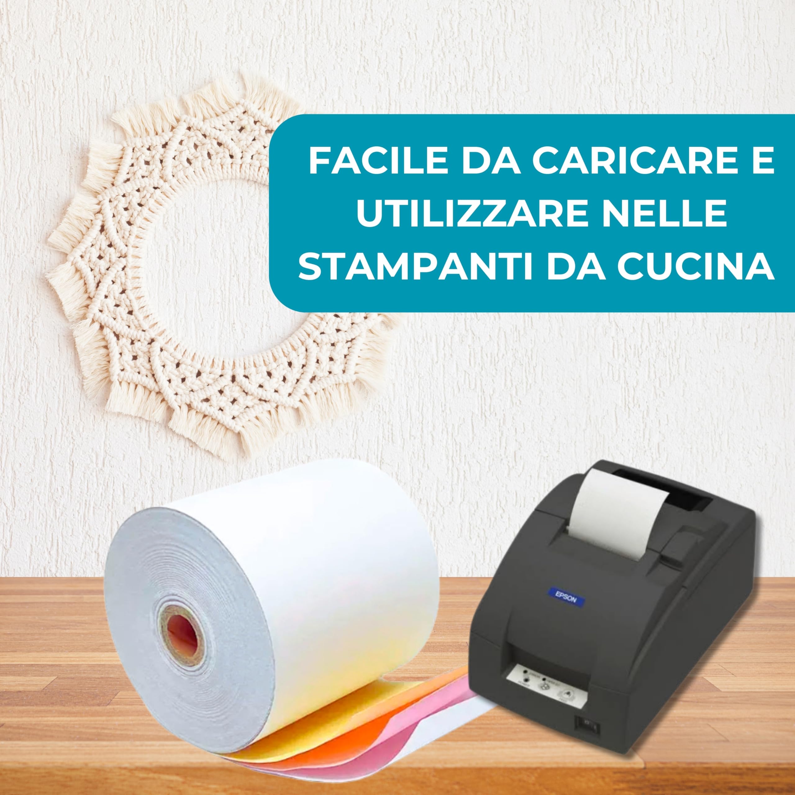 Double Dragon 76 x 76 mm, Rotolo di Carta Autocopiante a 3 Strati per Stampante da Cucina, Calcolatrice di Stampa, Stampante di Ricevute Non Termica POS, Stampante ad Impatto Matriciale | 20 Rotoli