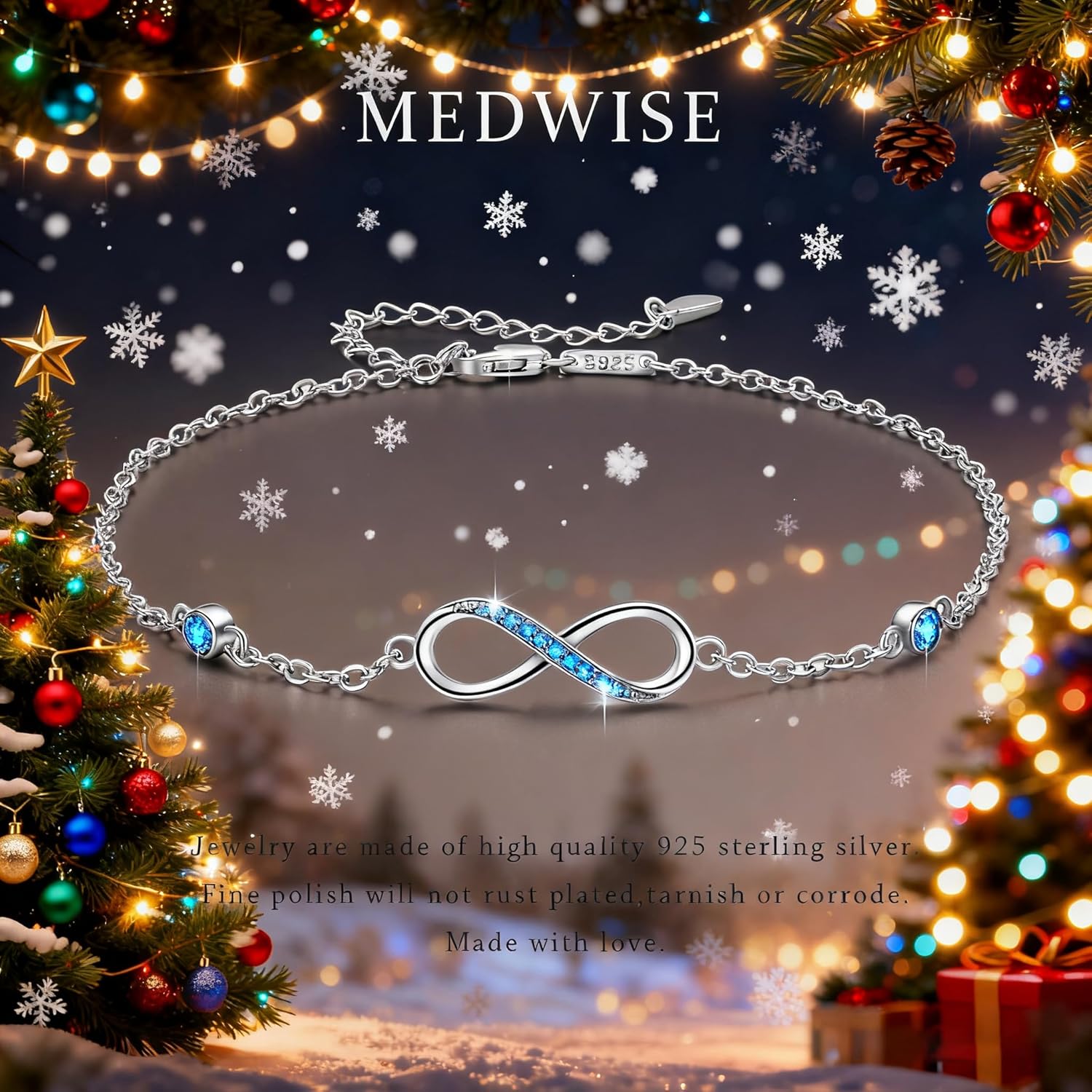 MEDWISE Womens Infinity Anklet Bracelet 925 Sterling Silver Endless Love Symbol Ankle Bracelet Adjustable Plus Size Large Bracelet Gifts for her Mother’s Day Gifts - Image 7