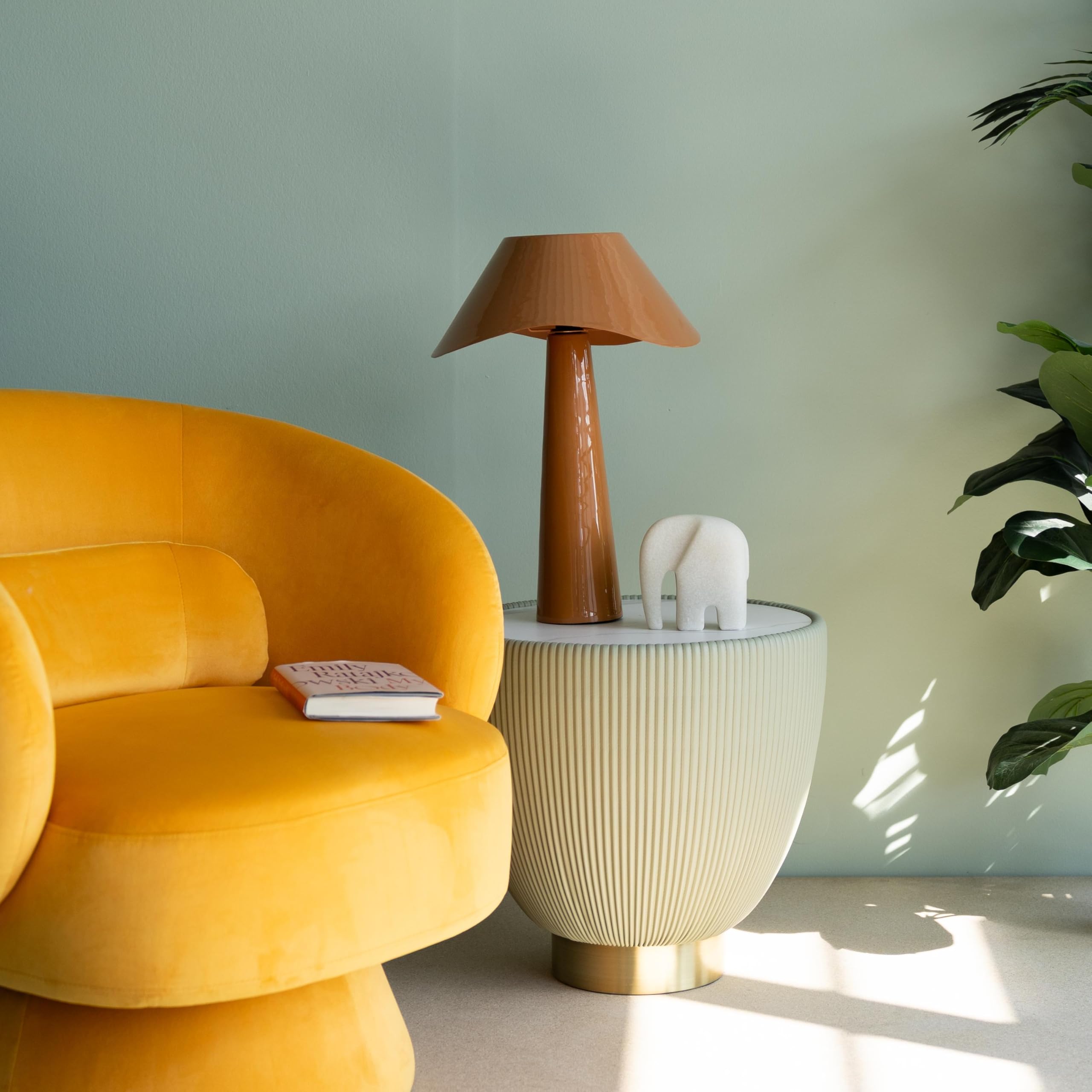 Kare Design Lampa stołowa Cloudy, okrągła, pomarańczowa, lampa stołowa, stalowy stelaż, metalowy abażur, brak żarówki, E14, salon, lampa retro, designerska lampa