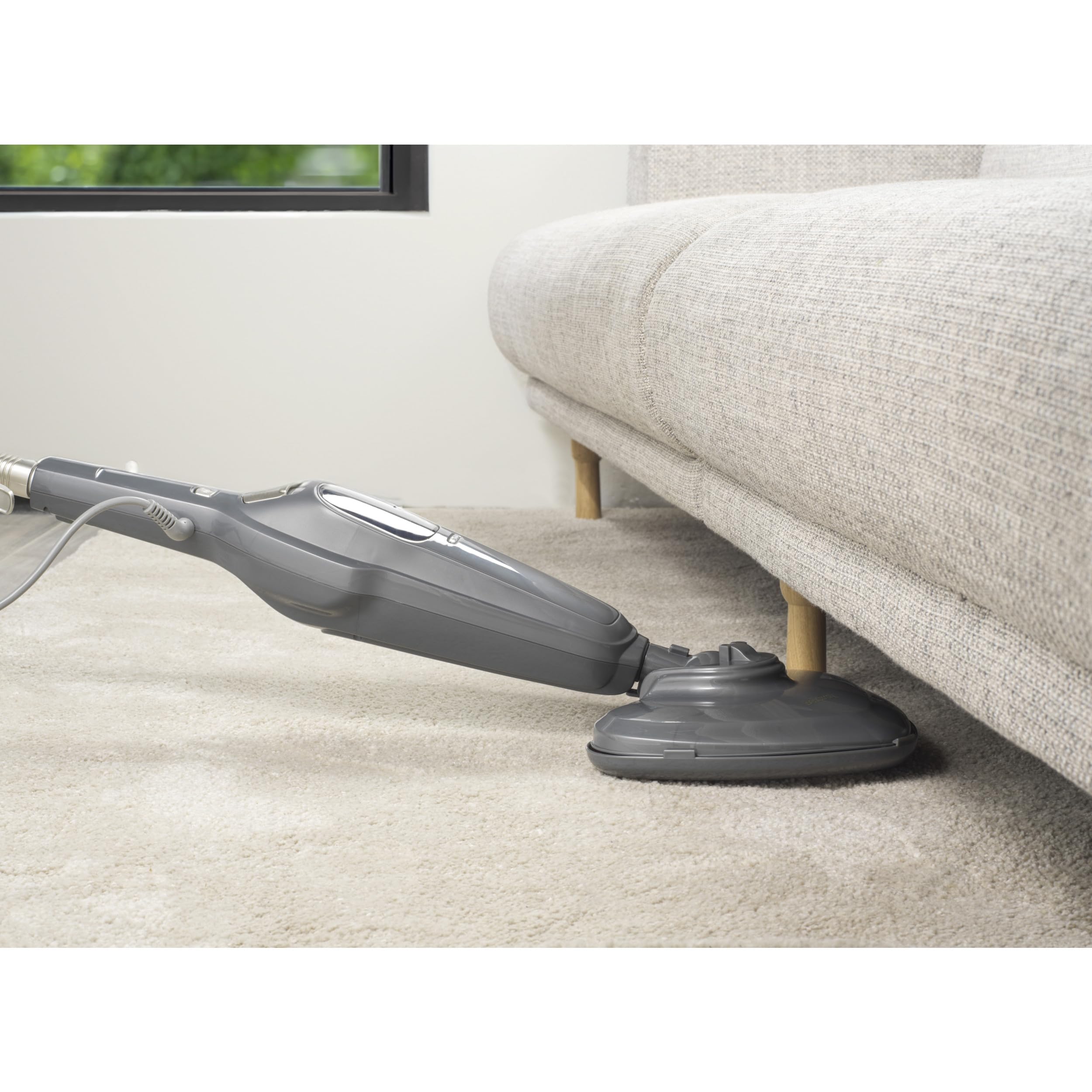 Beldray Limpiador a Vapor Clean & Refresh - Escoba de Vapor, Limpieza Sin Químicos, Calentamiento Rápido, Depósito de Agua 350 ml, Alfombras, Laminados, Madera, 1300W