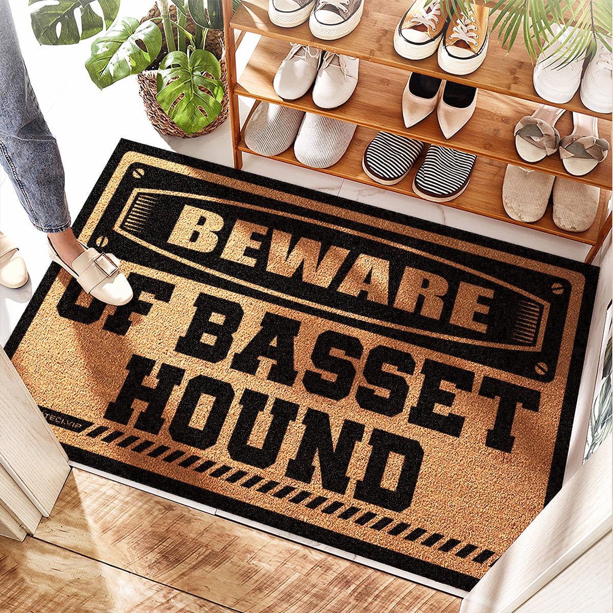 Paillasson d'entrée amusant Basset Hound et tapis de cuisine en mousse 50x80cm