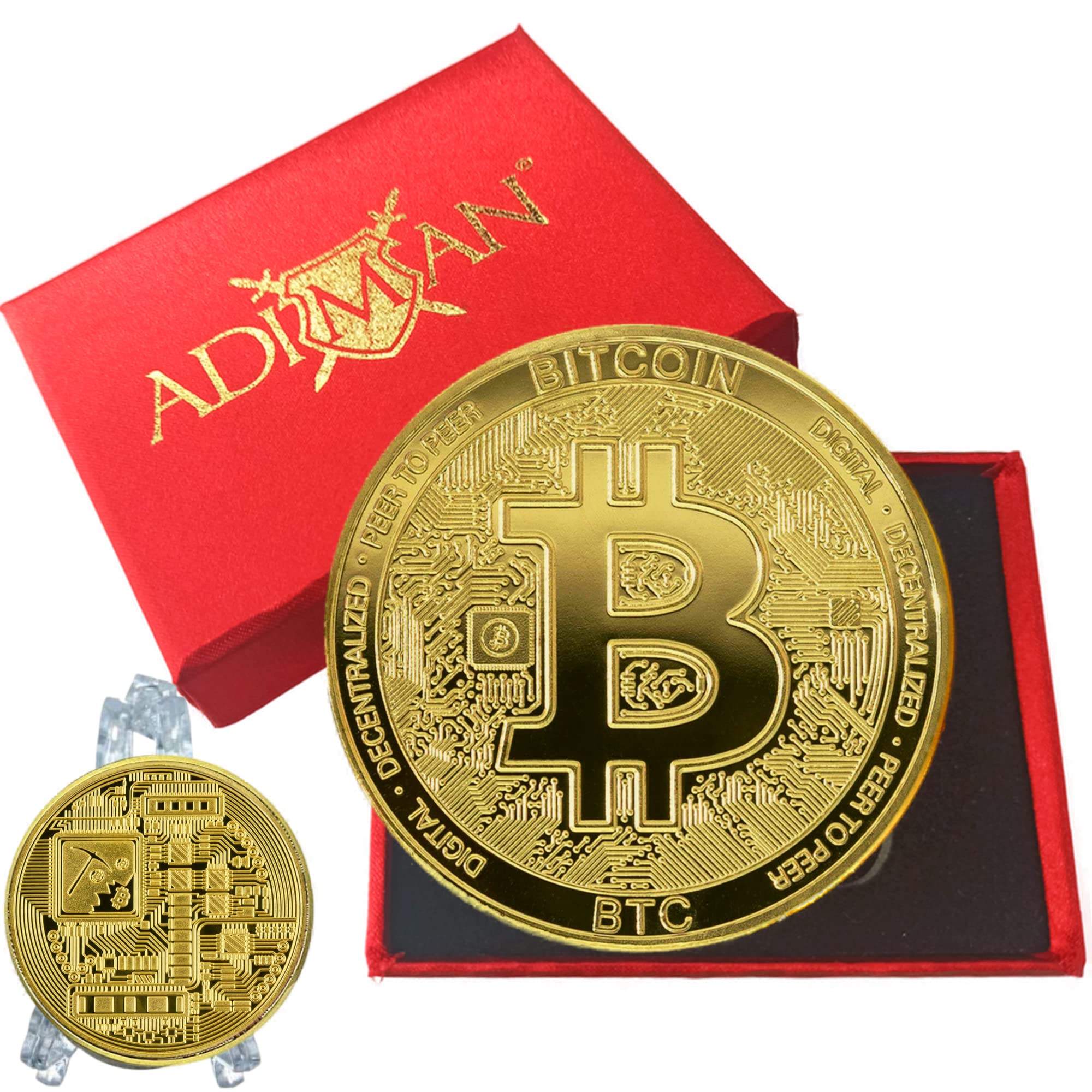 Adiman Bitcoin Crypto Coin 1oz Real Metal With Luxury Red | Desertcart  Seychelles