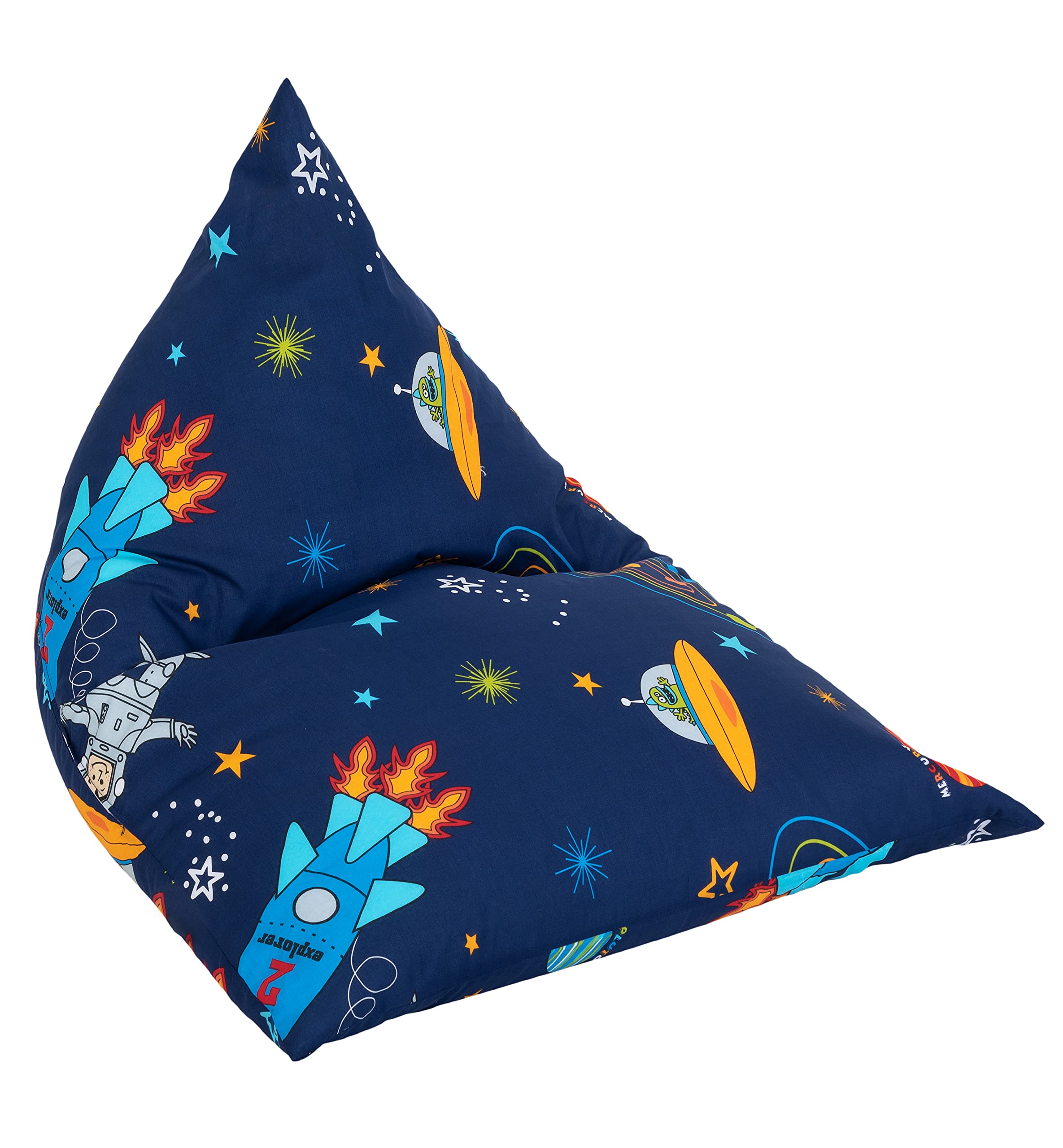 Ready Steady Bed Puff Pirámide para Interior, Silla Puff para niños, Bean Bag de Sala de Estar, Bolsa de Frijoles, Sofa Puff Salon Moderno, Puff con Relleno Incluido (Niño del Espacio)