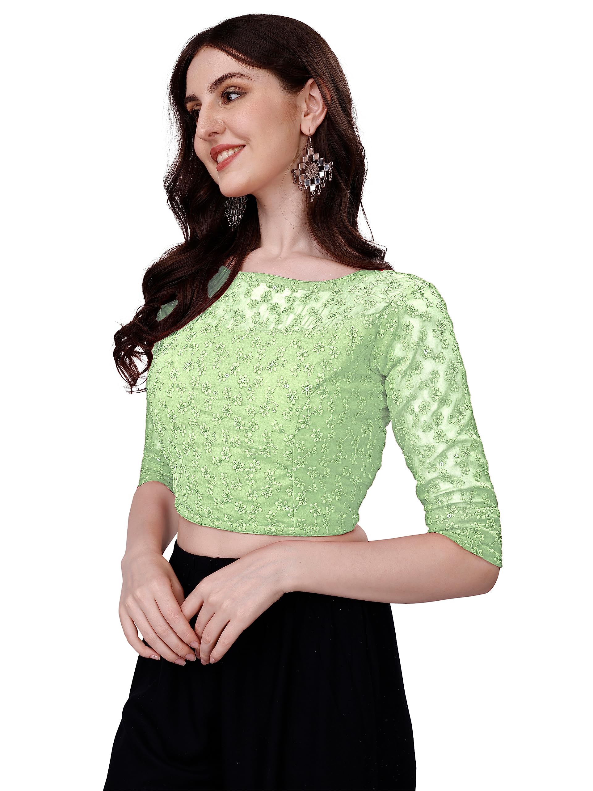 Pujia Mills Blouse For Women Blouse Readymade Stylish Design Blouses For Women Readymade Blouse For Women Stylish Fancy Blouse Stitched Blouse For Women Saree Blouse Pista Colour Blouse Readymade