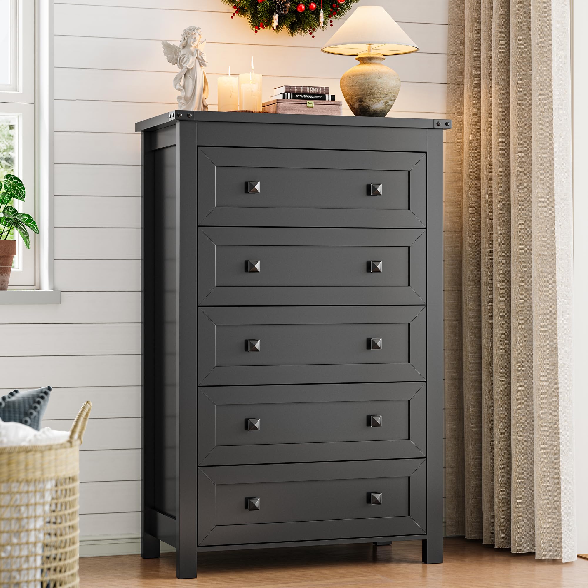 Xixini Dresser for Bedroom with 5 Drawers