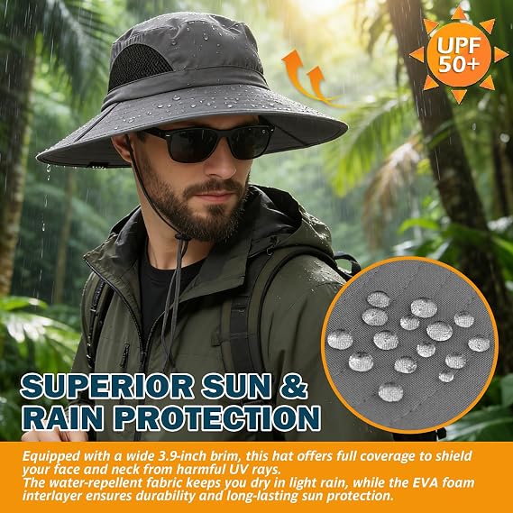 EINSKEY Wide Brim Sun Hat, UPF 50+ UV Protection Waterproof Packable Bucket Hat for Men & Women, Fishing Hiking Beach Garden