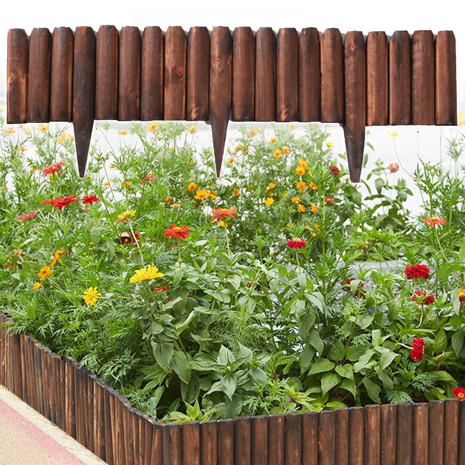 Bordura Per Giardino In Legno Flessibile - Recinzione Esterna, Palizzata Per Aiuole, 203x20cm, Marrone - Foto 11