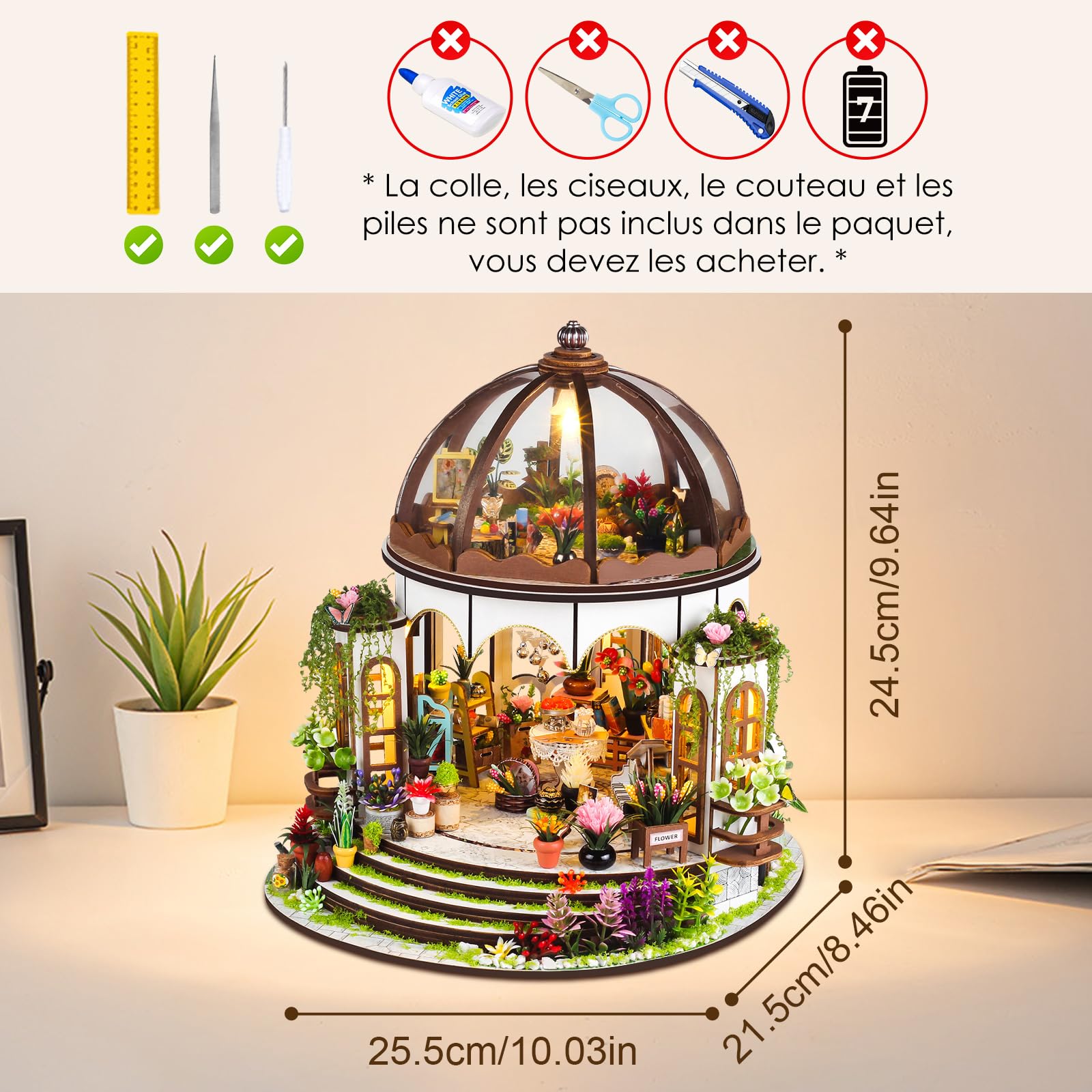 Melody Jane Lampada A LED Da Parete A Tulipano Ghiacciato Per Casa Delle Bambole - Scala 1:12 Con Magnete E Batteria CR1632 - 3