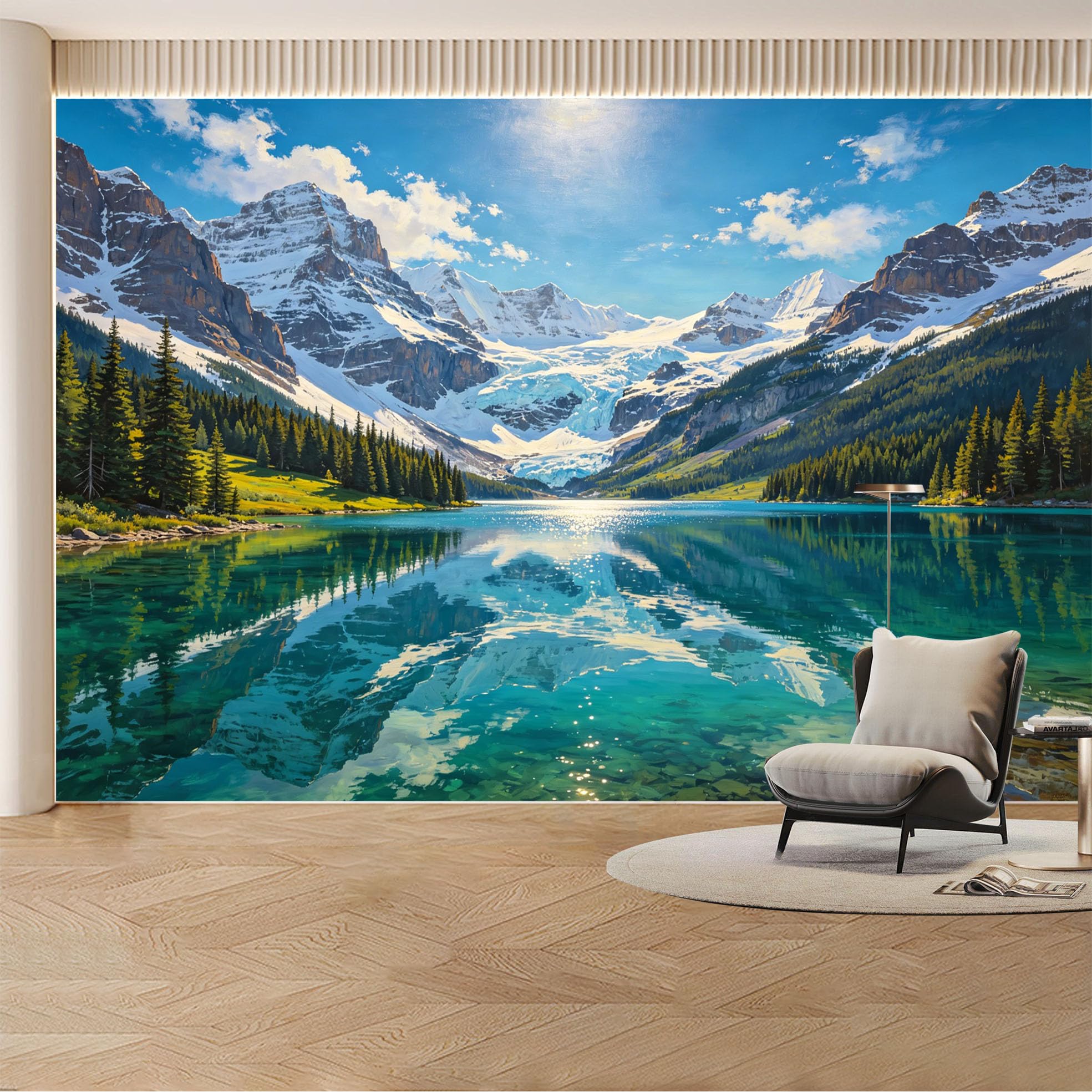 Kayorowalls Bh20260620086 Custom Wall Mural Wallpaper Mountain Lake Landscape Nature 3D Effect Wall Decor Large Wall Art Nordic Sunset Removable Selfadhesive Large Photo For Living Room， Bedroom， Office