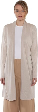 JENNIE LIU Womens 100% Pure Cashmere Long Sleeve Belted Lux Wrap Cardigan Robe