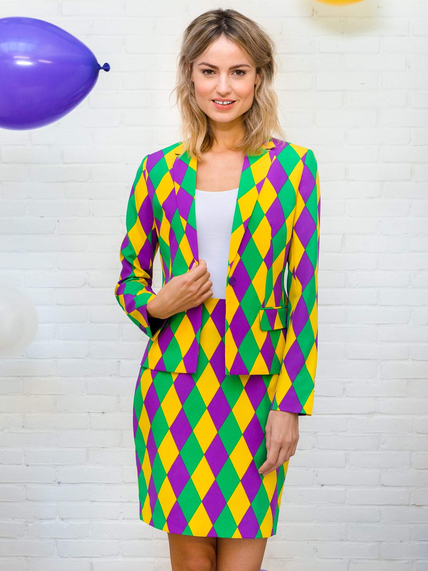 OppoSuits - Verrückter Anzug mit lustigen Prints für Damen - Komplettes Set: Jacke und Rock